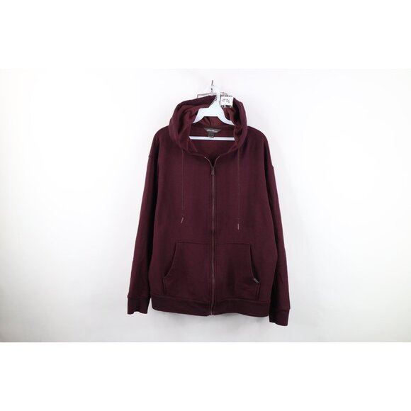 Vintage Y2K Eddie Bauer Mens Medium Distressed Spell Out Full Zip Hoodie Purple - Picture 1 of 15